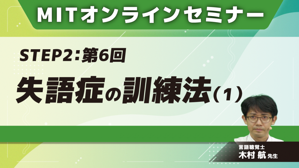 MIT-Jオンラインセミナー STEP2 【第6回】失語症の訓練法(1)